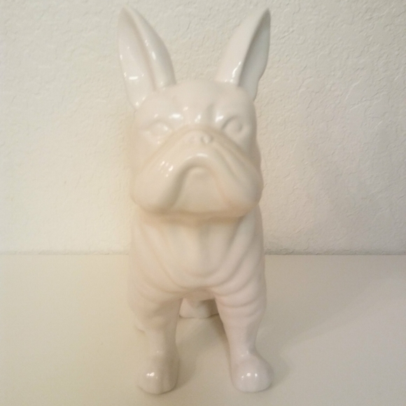 Z Gallerie Ceramic White French Bulldog Piggy Bank - Picture 2 of 8